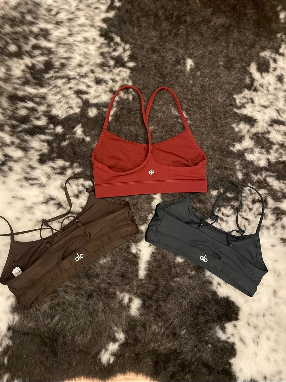 ALO Yoga Trio Bralettes - Rust, Chocolate, Slate